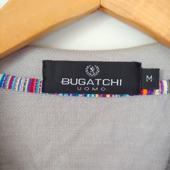 Bugatchi Cotton Jacquard Polo Shirt Grey Short Sleeve Size M - Picture 5 of 15